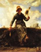 Jean Francois Millet The Spinner, Goat-Girl from the Auvergne Spain oil painting reproduction